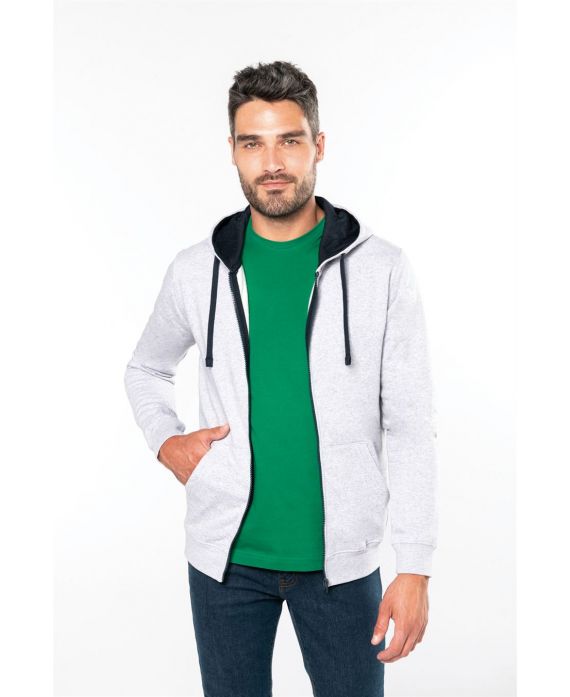 Sweat-shirt zippé capuche contrastée personnalisé